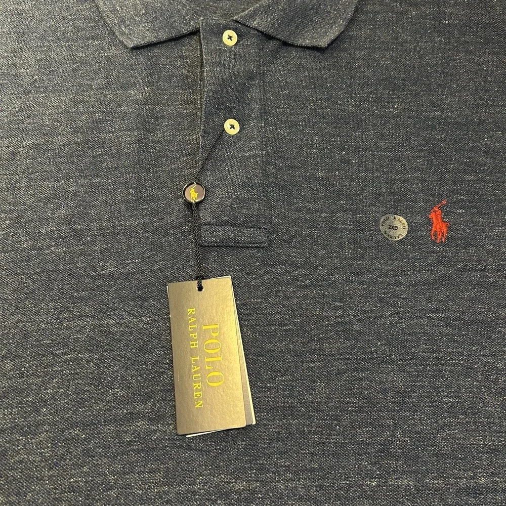 Polo Ralph Lauren Men Polo Shirt 2XB Big And Tall  XXL Cotton 2 Button Blue NWT
